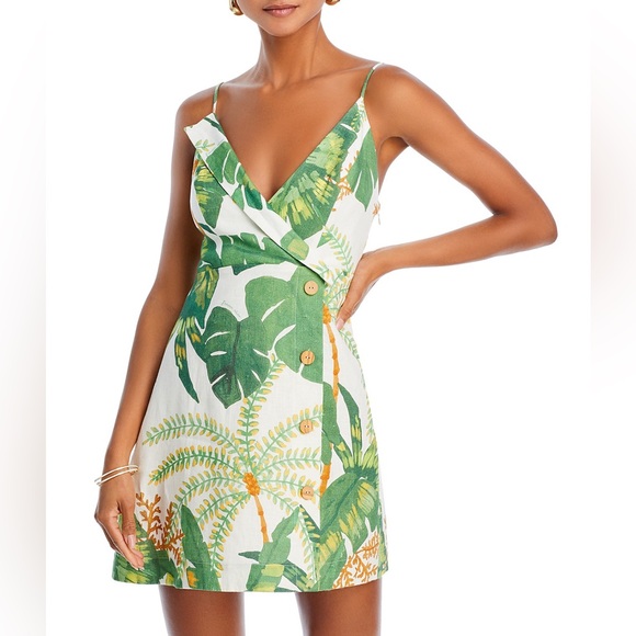 FARM Rio Dresses & Skirts - Farm Rio Tropical Forest Off White Linen Mini Dress NWT